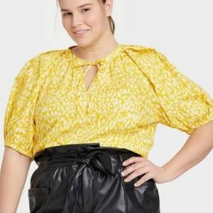 Women's Puff Elbow Sleeve Shell Blouse - Who What Wear™ Size XXL, Leopard Print